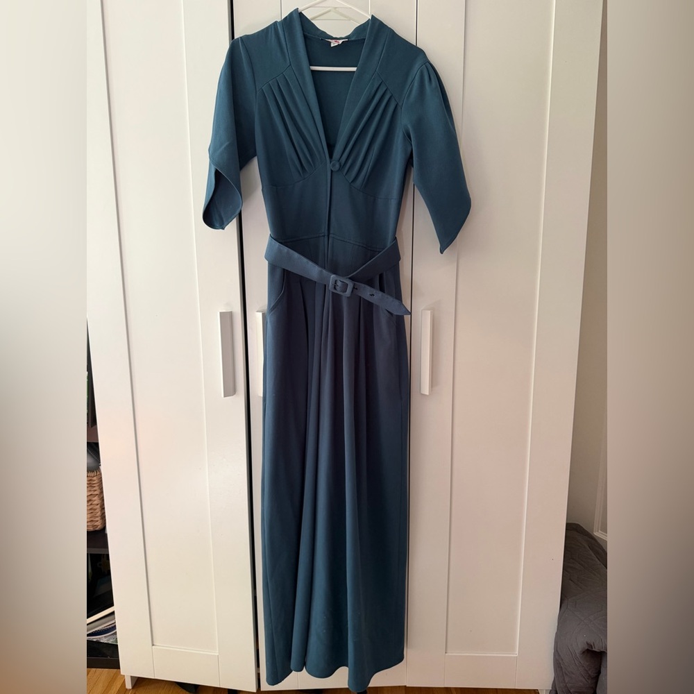 Chic Blue Belted Jumpsuit